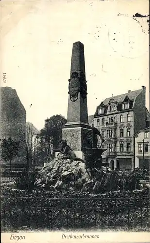 Ak Hagen in Westfalen, Dreikaiserbrunnen