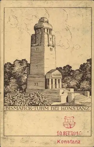 Ak Konstanz am Bodensee, Bismarckturm