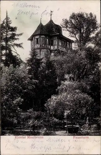 Ak Maulbronn im Schwarzwald, Kloster, Faustturm