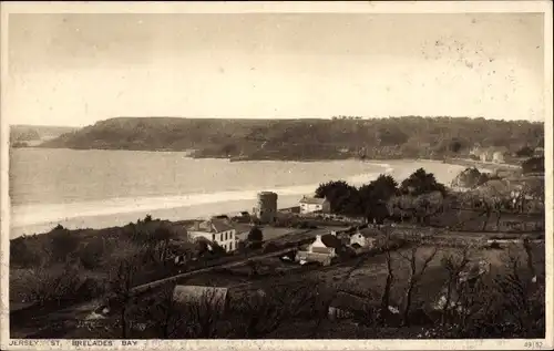 Ak St. Brélade Kanalinsel Jersey, St. Brelades Bay, Blick auf den Ort