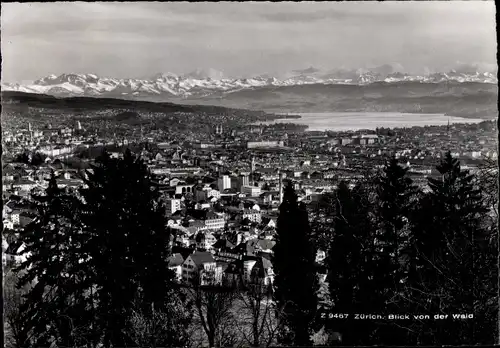 Ak Zürich Stadt Schweiz, Blick vom Restaurant Waid zum Ort