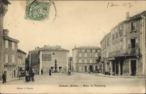 Ak Chabeuil Drôme, Place du Faubourg