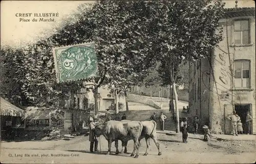 Ak Crest Drôme, Place du Marche