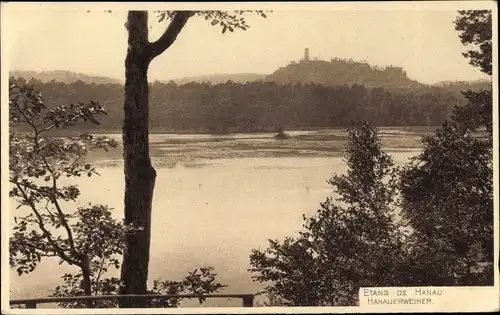 Ak Philippsbourg Philippsburg Lothringen Moselle, Hanauer Weiher, Etang de Hanau