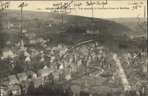 Ak Hérimoncourt Doubs, Vue generale, la Bouloie et Route de Meslieres