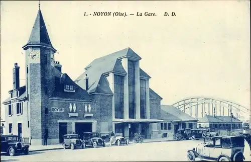 Ak Noyon Oise, La Gare