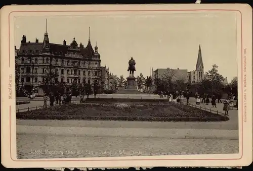 Foto Magdeburg an der Elbe, Kaiser Wilhelm Platz, Denkmal, Reformierte Kirche