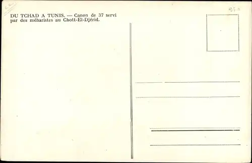 Ak Du Tchad a Tunis, Canon de 37 servi par des meharistes au Chott-El-Djerid