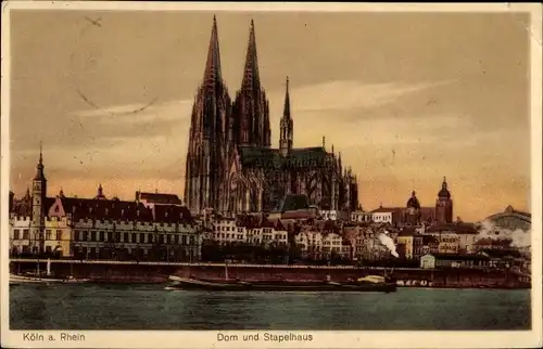 Ak Köln am Rhein, Dom und Stapelhaus