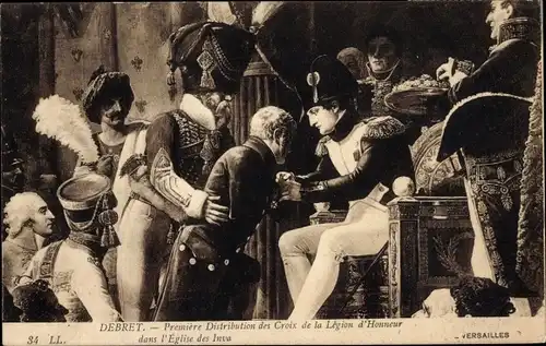 Künstler Ak Debret, Premiere Distribution des Croix de la Legion d'Honneur, 14.07.1804, Napoleon