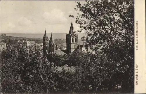 Ak Arnstadt in Thüringen, Teilansicht mit Liebfrauenkirche