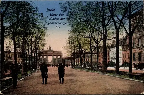 Ak Berlin Mitte, Unter den Linden, Brandenburger Tor