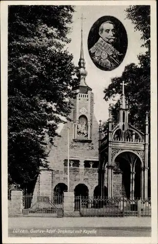 Ak Lützen im Burgenlandkreis, Gustav Adolf Denkmal mit Kapelle