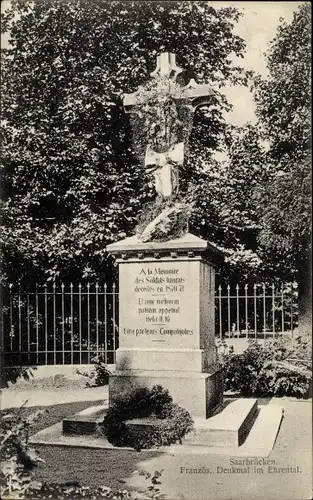 Ak Saarbrücken im Saarland, Französisches Kriegerdenkmal im Ehrental