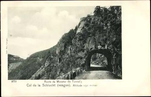 Ak Col de la Schlucht Vosges, Route de Munster, le Tunnel