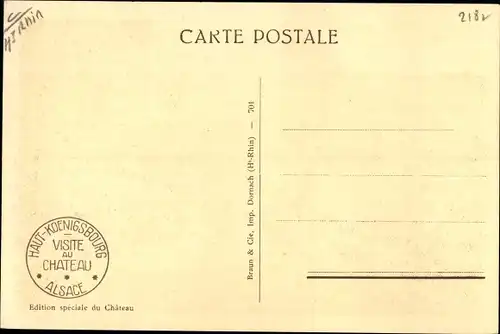 Ak Orschwiller Orschweiler Elsass Bas Rhin, Vue sur le Haut Koenigsbourg, Hohkönigsburg