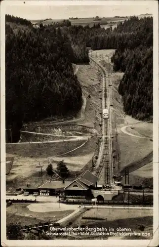 Ak Obstfelderschmiede Mellenbach Glasbach in Thüringen, Oberweißbacher Bergbahn, Standseilbahn