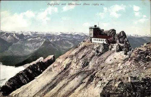 Ak Garmisch Partenkirchen in Oberbayern, Münchner Haus auf der Zugspitze