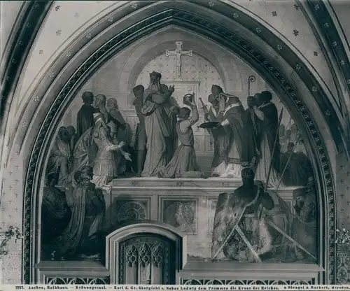 Foto Aachen in Nordrhein Westfalen, Rathaus, Krönungssaal, Karl der Große, Ludwig der Fromme