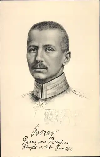 Ak Oskar Prinz von Preußen, Portrait in Uniform