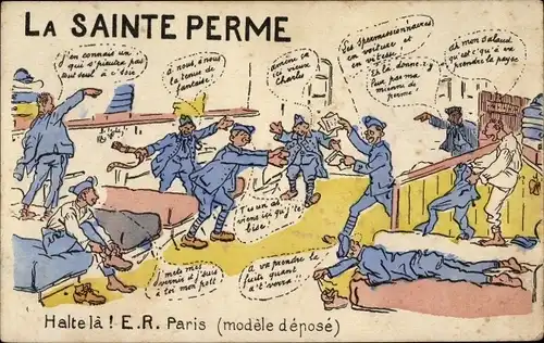 Ak La Sainte Perme, Halte La, französische Soldaten