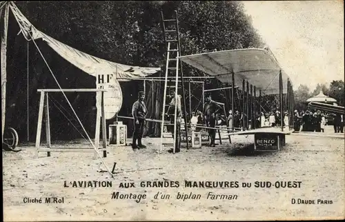 Ak Aviation aux Grandes Manoeuvres du Sud Ouest, Montage d'un biplan Farman