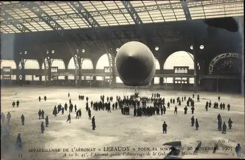 Ak Appareillage de l'Aeronat Lebaudy 1903, Französisches Luftschiff