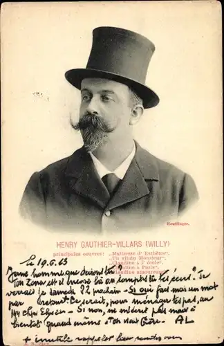 Ak Henry Gauthier Villars, Willy, Journalist, Romancier