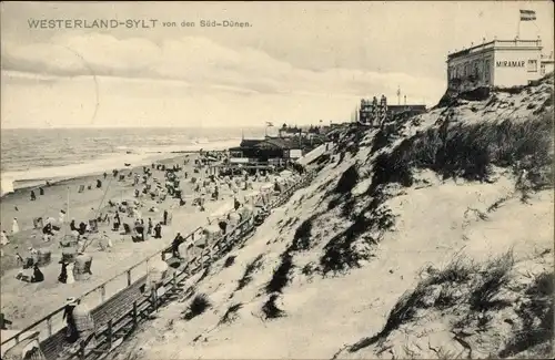 Ak Westerland auf Sylt, Strandpartie von den Süd-Dünen, Miramar