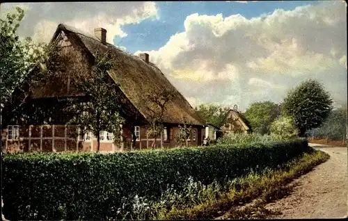 Ak Winseldorf in Schleswig Holstein, Blick auf Bauernhaus, Fachwerk mit Reetdach
