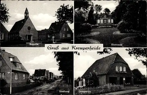 Ak Kremperheide in Holstein, Kapelle, Ehrenmal, Siedlung, Haus