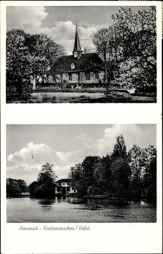 Ak Hanerau Hademarschen in Holstein, Kirche, Haus am See