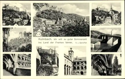 Ak Kulmbach in Oberfranken, Teilansichten, Brücke, Schloss, Kirche