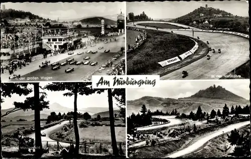 Ak Nürburg im Kreis Ahrweiler Rheinland Pfalz, Blick auf den Nürburgring, Nürburg im Hintergrund