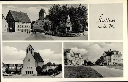 Ak Stetten am kalten Markt, Kirche, Denkmal, Straßenpartie