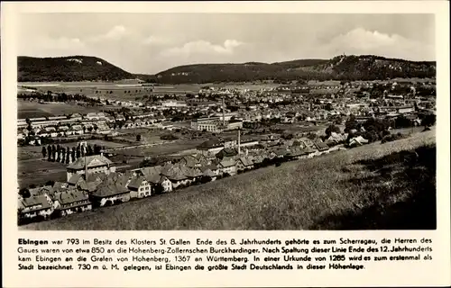 Ak Ebingen Albstadt in Württemberg, Gesamtansicht