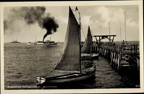 Ak Seebad Heiligendamm Bad Doberan, Seebrücke, Dampfer, Segelboote