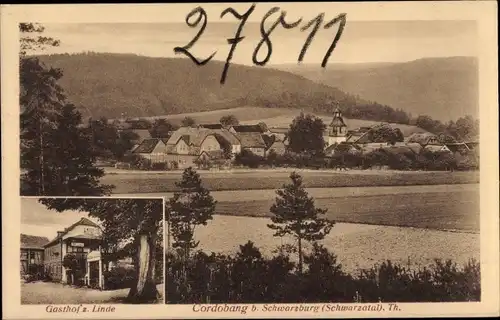 Ak Cordobang Bad Blankenburg in Thüringen, Gasthof zur Linde, Blick auf den Ort