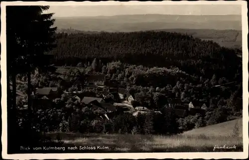 Ak Saalfeld an der Saale Thüringen, Blick vom Kulmberg nach Schloss Kulm