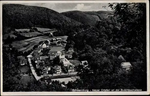 Ak Schwarzburg in Thüringen, Neuer Ortsteil an der Buschbachwiese