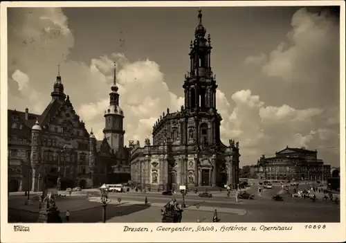 Ak Dresden Altstadt, Georgentor, Hofkirche, Opernhaus, Schloss