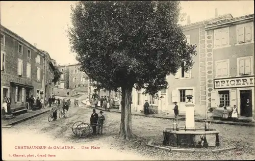 Ak Châteauneuf de Galaure Drôme, Une Place