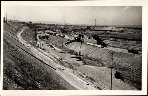 Ak Donzere Mondragon Drôme, Compagnie Nationale du Rhone, Excavateurs au travail