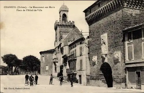 Ak Chabeuil Drôme, Le Monument aux Morts, Place de l'Hotel de Ville