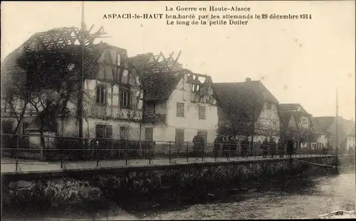 Ak Aspach le Haut Oberaspach Elsass Haut Rhin, bombarde par les allemands le 29 decembre 1914