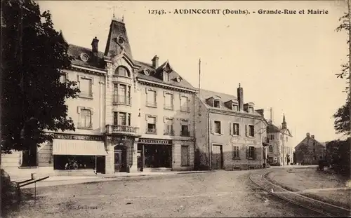 Ak Audincourt Doubs, Grande Rue et Mairie