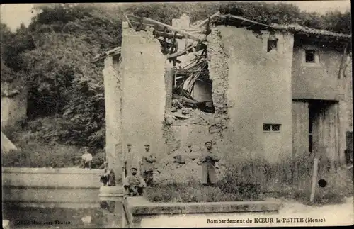 Ak Koeur la Petite Lothringen Meuse, Bombardement, Kriegszerstörungen, I. WK