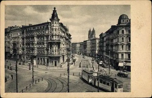 Ak Magdeburg, Hasselbachplatz, Breiter Weg, Straßenbahn