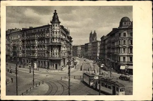 Ak Magdeburg an der Elbe, Hasselbachplatz, Straßenbahn