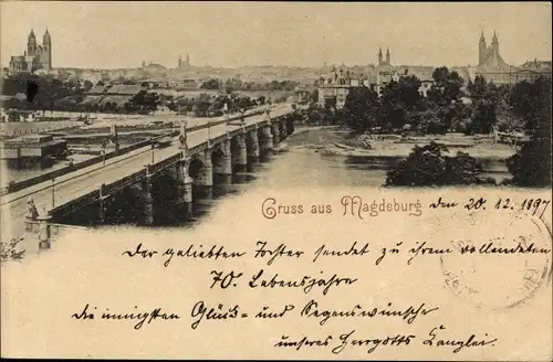 Ak Magdeburg, Stadtpanorama, Elbbrücke